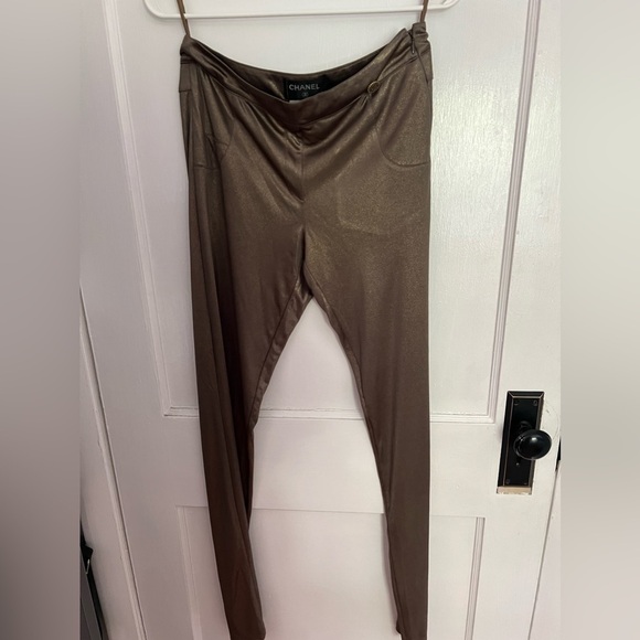 CHANEL GOLD SHIMMER LEGGINGS Pants sz 36 - Picture 16 of 16